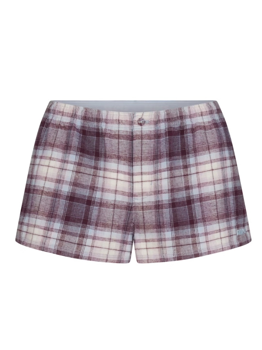 SKIMS Flannel Sleep Cheeky Boxer Iris Mica Plaid